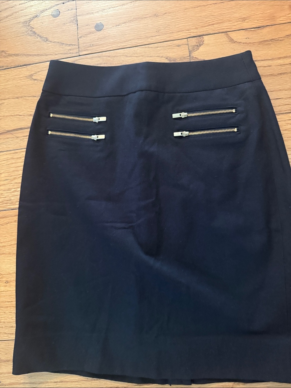 Banana Republic Black Pencil Skirt with Gold Zipper Accents